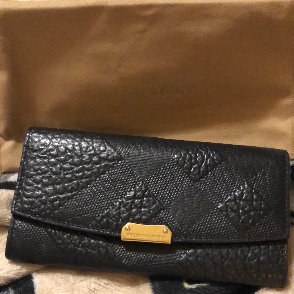 Burberry Black Embossed Grain Leather
